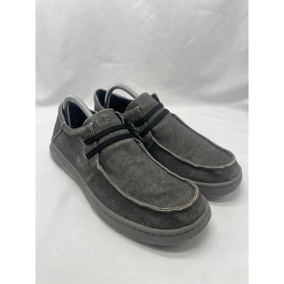 Ariat Hilo Stretch Mens 9.5D Tan Canvas Lace Up Moc Toe Casual Loafer Slip-On - Picture 3 of 10